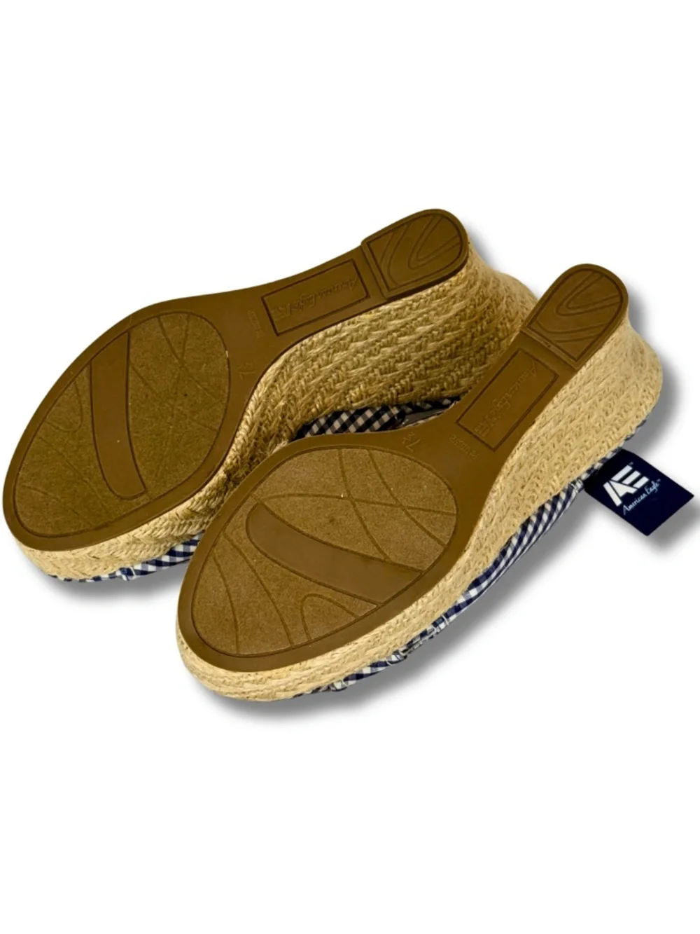 American Eagle Gingham Espadrille Wedges NWT 7.5